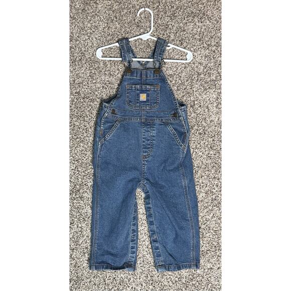 Carhartt Baby Denim Overalls Sz 18M Blue Jean Bibs Classic Rugged Workwear - Picture 1 of 4